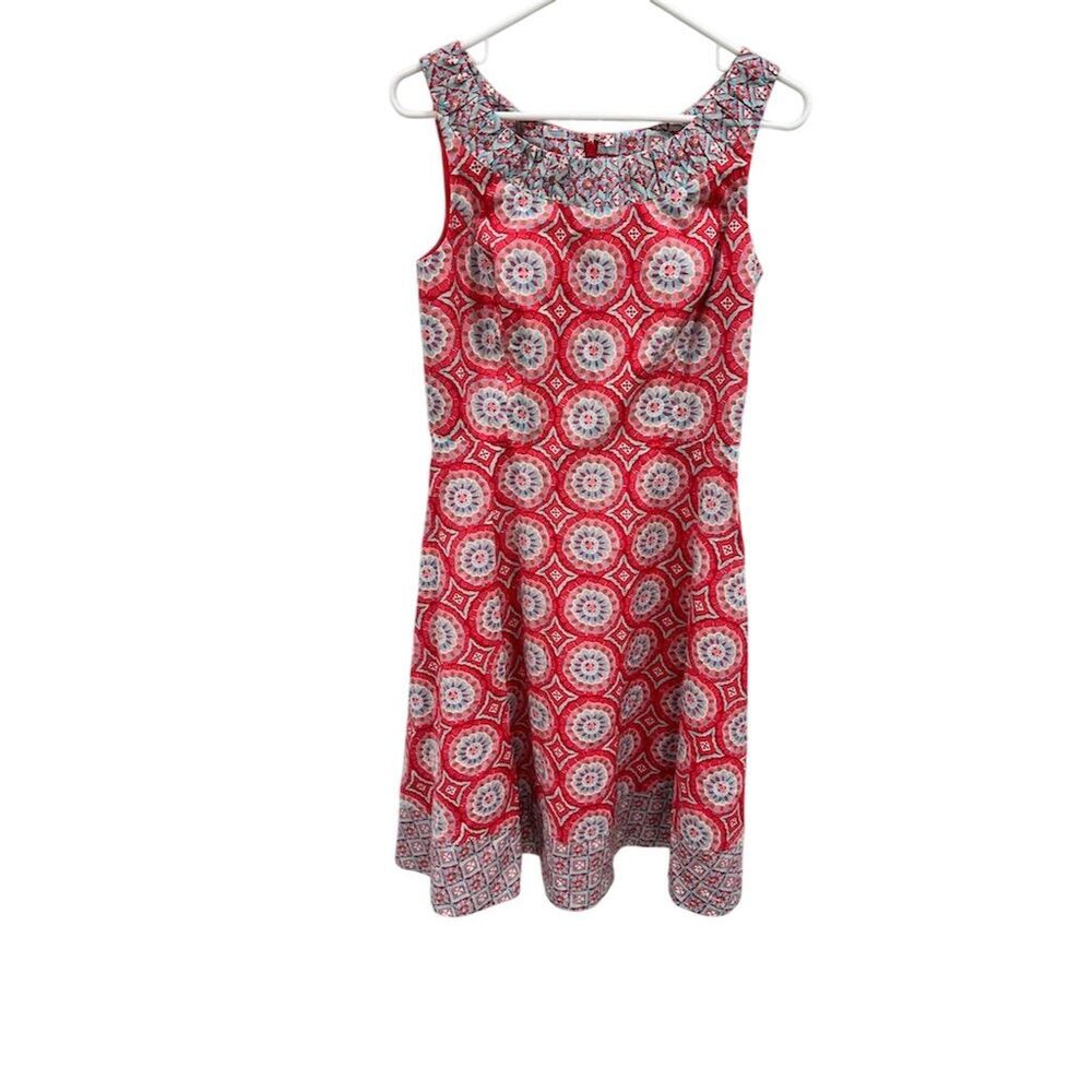 Talbots Women's Size 4 Geo-Print Feminine Midi Dress Multicolor